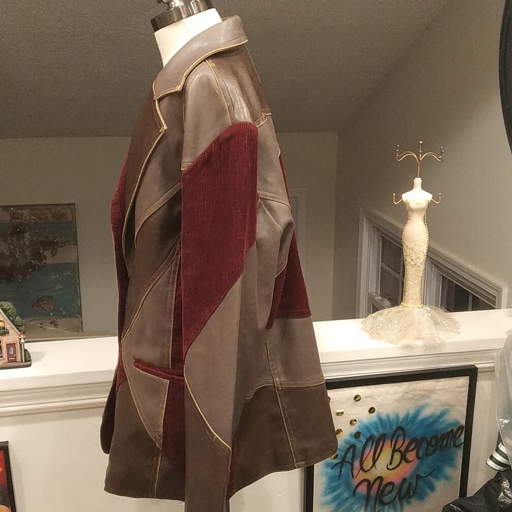 Dollhouse Patchwork Blazer - Brown And Burgundy C… - image 3